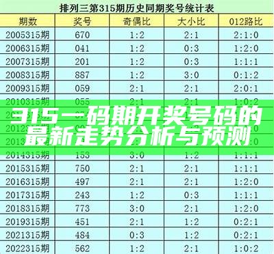 315一码期开奖号码的最新走势分析与预测