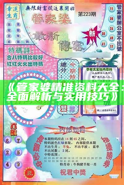 《管家婆精准资料大全：全面解析与实用技巧》