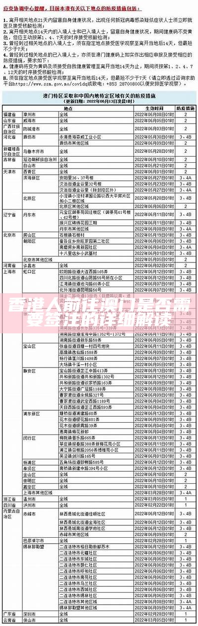 香港人前往澳门是否需要签注的详细解读