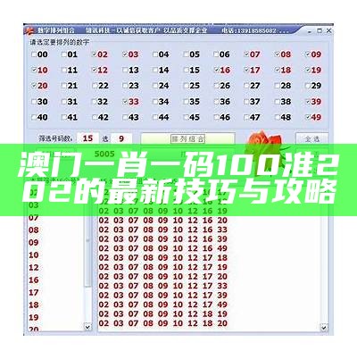 澳门一肖一码100准202的最新技巧与攻略