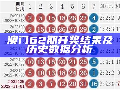 澳门62期开奖结果及历史数据分析