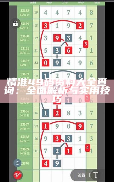 精准49码资料大全查询：全面解析与实用技巧